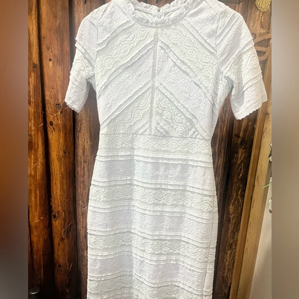 Bella Ella Boutique Light Grey Lace Sheath Dress - Small - Romantic Cottagecore - Picture 6 of 6
